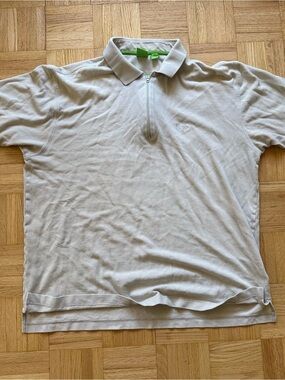 Boss Light Gray Half-Zip Polo with Subtle Logo